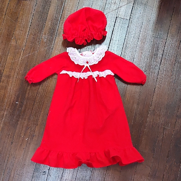 Vintage Alexis Red and White Baby Nightgown Dress - Picture 1 of 5